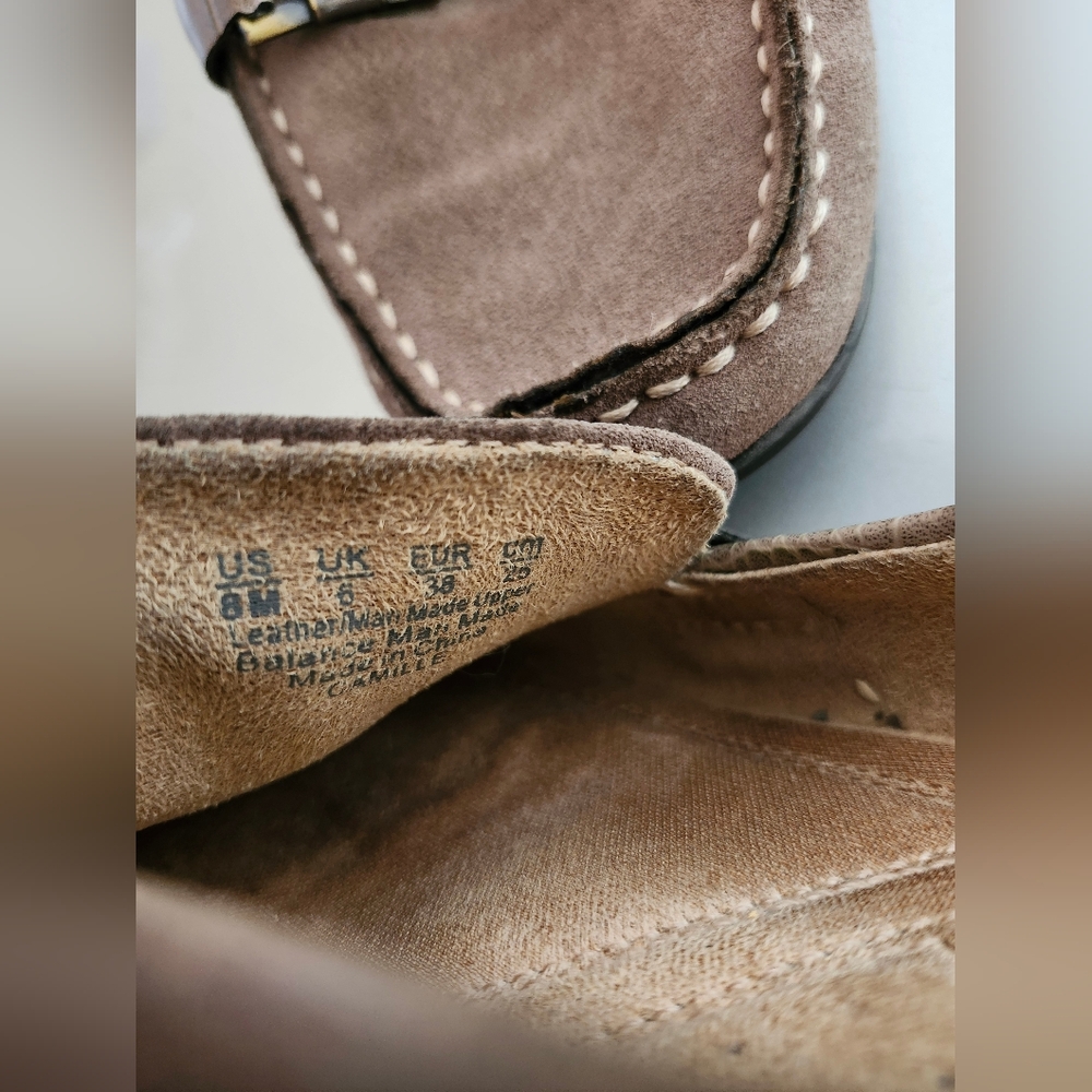 Naturalizer Taupe Suede Moc Toe Loafers with Metal Bit - Picture 5 of 5